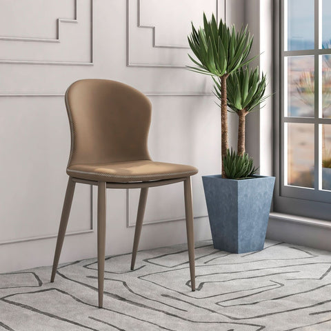 LeisureMod Mosaic Modern Dining Chair Upholstered Fabric Side Chair Foam Cushioned Modern Accent Chair with Metal Legs