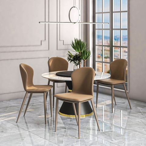 LeisureMod Mosaic Modern Dining Chair Upholstered Fabric Side Chair Foam Cushioned Modern Accent Chair with Metal Legs