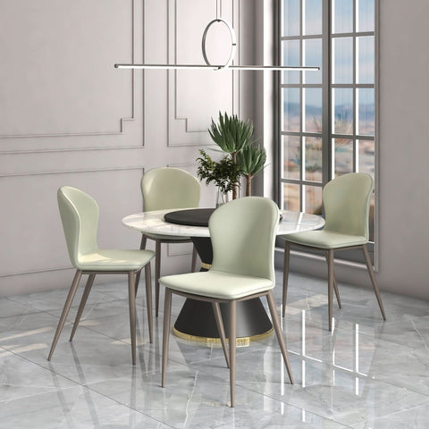 LeisureMod Mosaic Modern Dining Chair Upholstered Fabric Side Chair Foam Cushioned Modern Accent Chair with Metal Legs