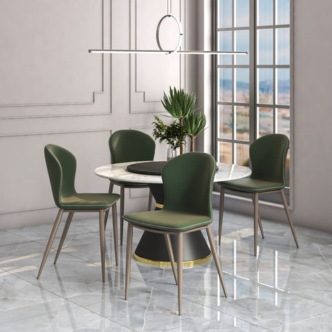 LeisureMod Mosaic Modern Dining Chair Upholstered Fabric Side Chair Foam Cushioned Modern Accent Chair with Metal Legs