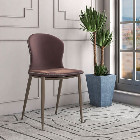 LeisureMod Mosaic Modern Dining Chair Upholstered Fabric Side Chair Foam Cushioned Modern Accent Chair with Metal Legs