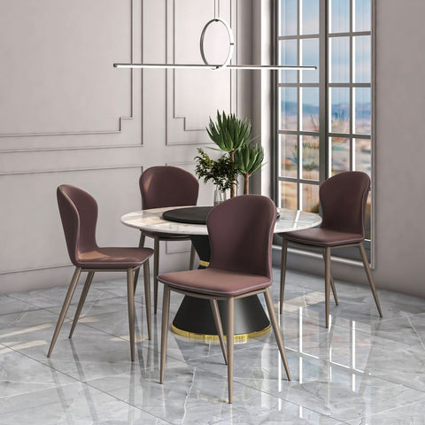 LeisureMod Mosaic Modern Dining Chair Upholstered Fabric Side Chair Foam Cushioned Modern Accent Chair with Metal Legs