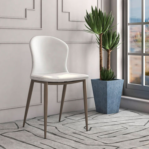 LeisureMod Mosaic Modern Dining Chair Upholstered Fabric Side Chair Foam Cushioned Modern Accent Chair with Metal Legs