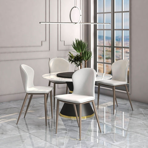 LeisureMod Mosaic Modern Dining Chair Upholstered Fabric Side Chair Foam Cushioned Modern Accent Chair with Metal Legs