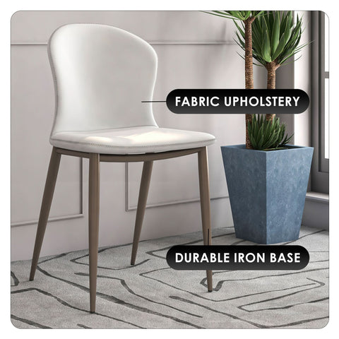 LeisureMod Mosaic Modern Dining Chair Upholstered Fabric Side Chair Foam Cushioned Modern Accent Chair with Metal Legs