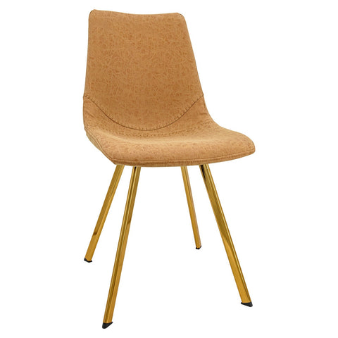 Markley Modern Leather Dining Chair With Gold Metal Legs