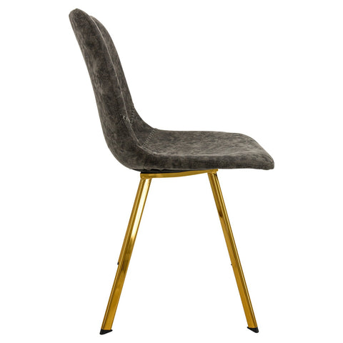Markley Modern Leather Dining Chair With Gold Metal Legs
