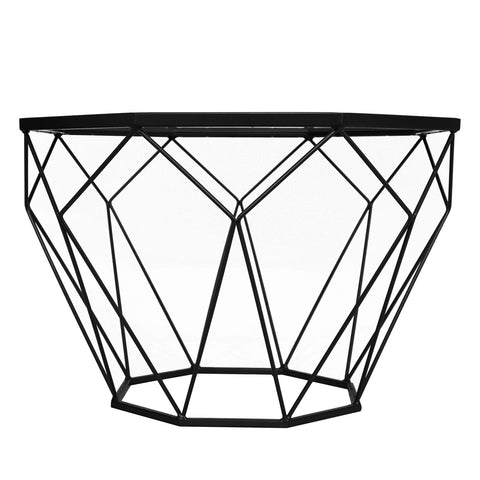 Malibu Octagon Coffee Table with Glass Top and Geometric Metal Base