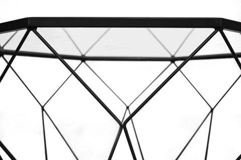 Malibu Octagon Coffee Table with Glass Top and Geometric Metal Base