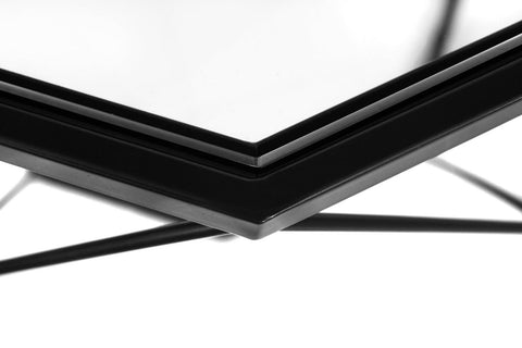 Malibu Octagon Coffee Table with Glass Top and Geometric Metal Base
