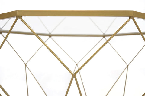 Malibu Octagon Coffee Table with Glass Top and Geometric Metal Base
