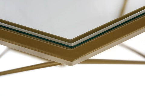 Malibu Octagon Coffee Table with Glass Top and Geometric Metal Base