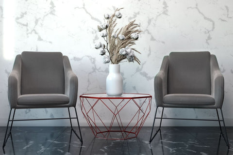 Malibu Octagon Coffee Table with Glass Top and Geometric Metal Base