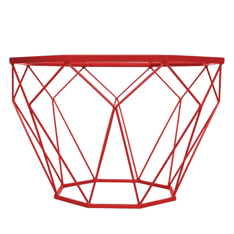 Malibu Octagon Coffee Table with Glass Top and Geometric Metal Base