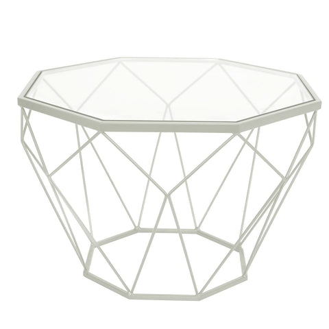 Malibu Octagon Coffee Table with Glass Top and Geometric Metal Base