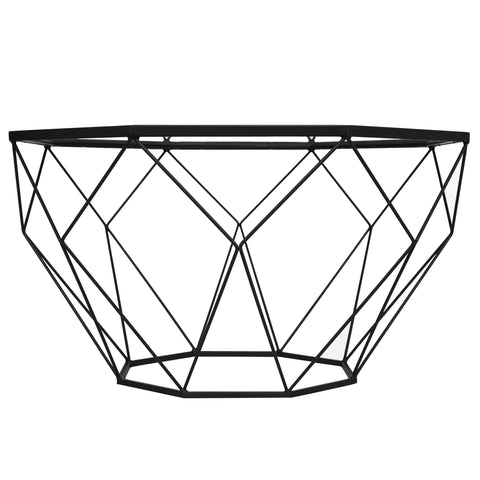 Malibu Octagon Coffee Table with Glass Top and Geometric Metal Base