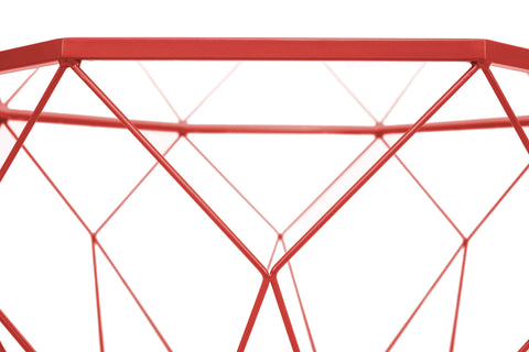 Malibu Octagon Coffee Table with Glass Top and Geometric Metal Base