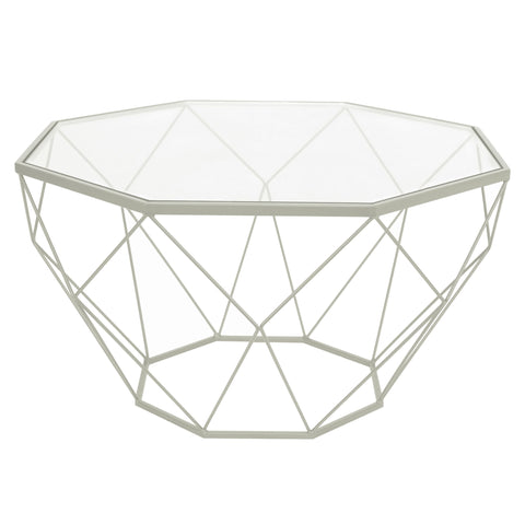 Malibu Octagon Coffee Table with Glass Top and Geometric Metal Base