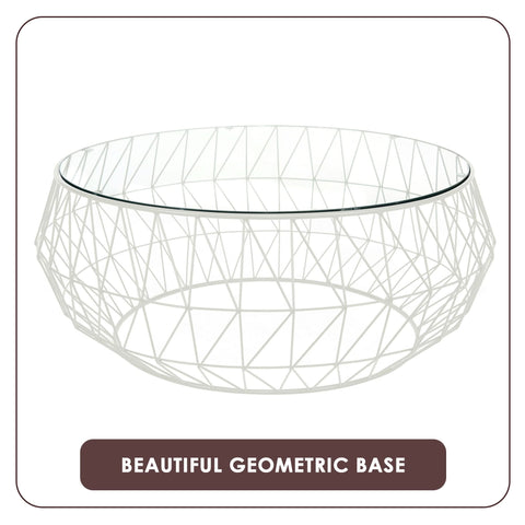 Malibu Modern Round Glass Top Coffee Table With Chrome Base