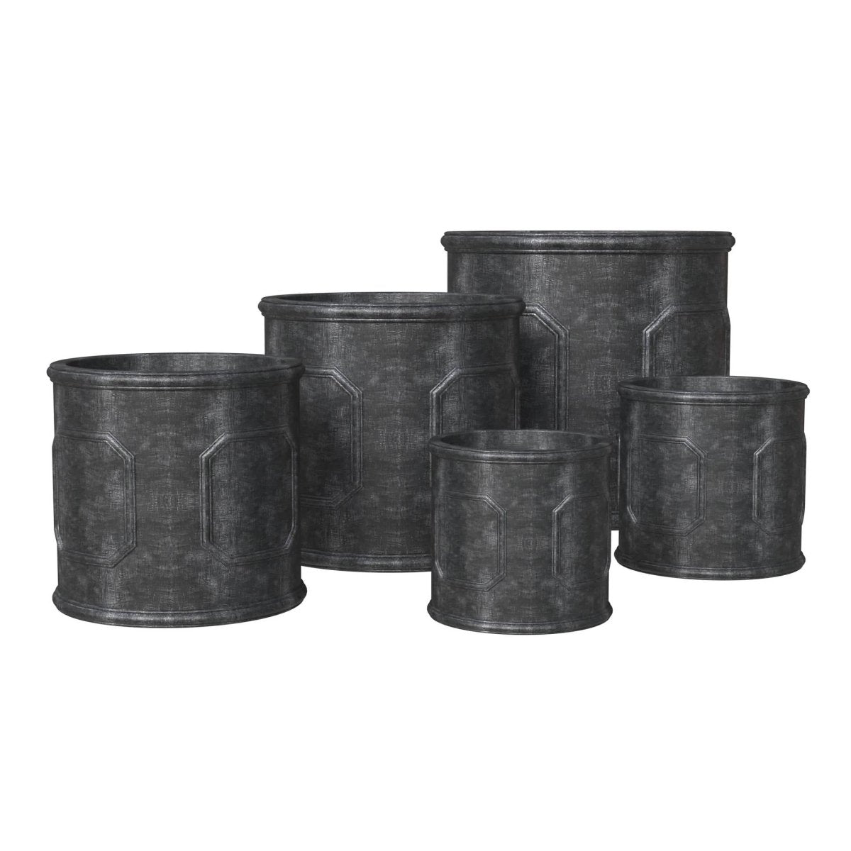 Meadow 5 - Piece Fiberstone and MGO Clay Planter Set, Mid - Century Modern Round Planter Pot for Indoor and Outdoor