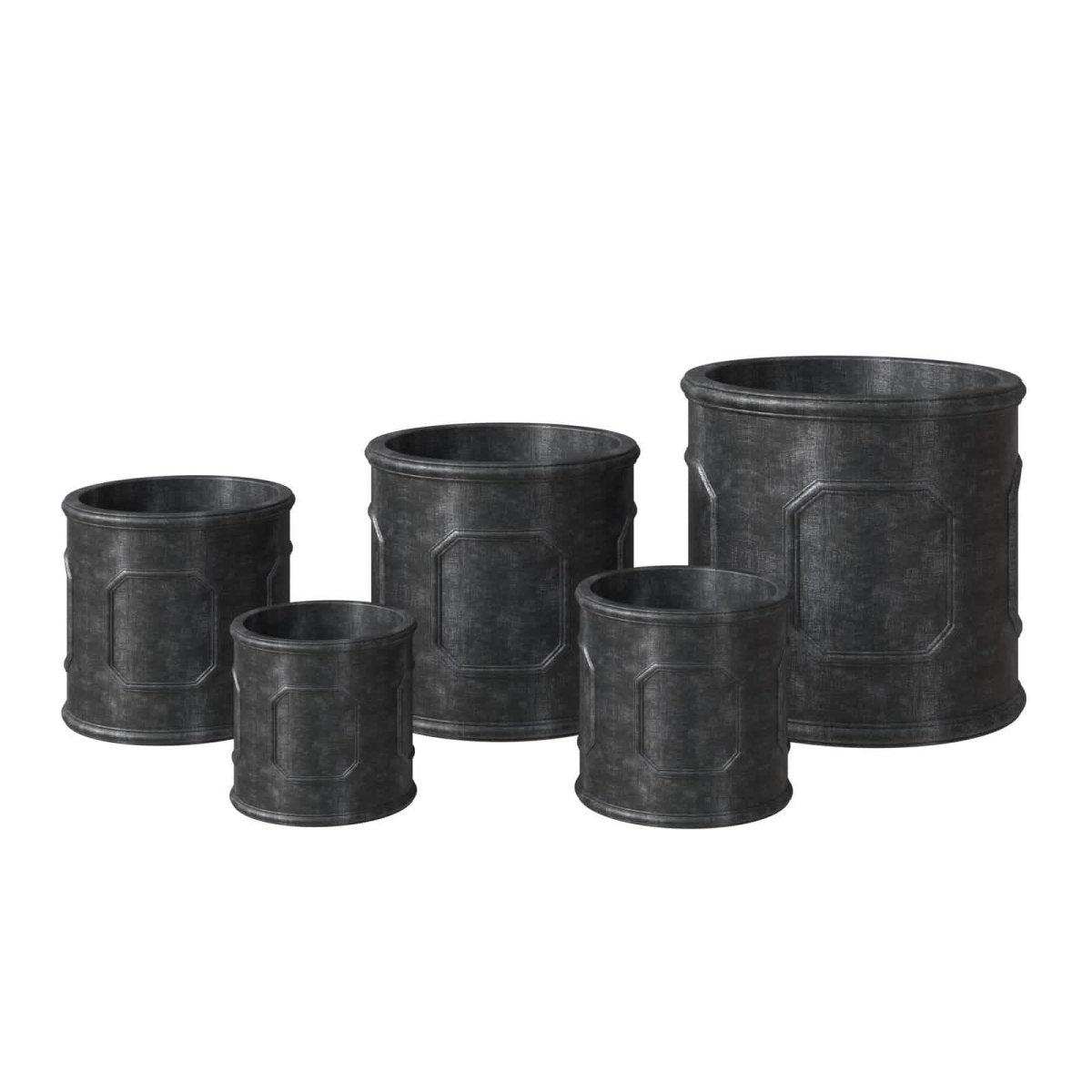 Meadow 5 - Piece Fiberstone and MGO Clay Planter Set, Mid - Century Modern Round Planter Pot for Indoor and Outdoor
