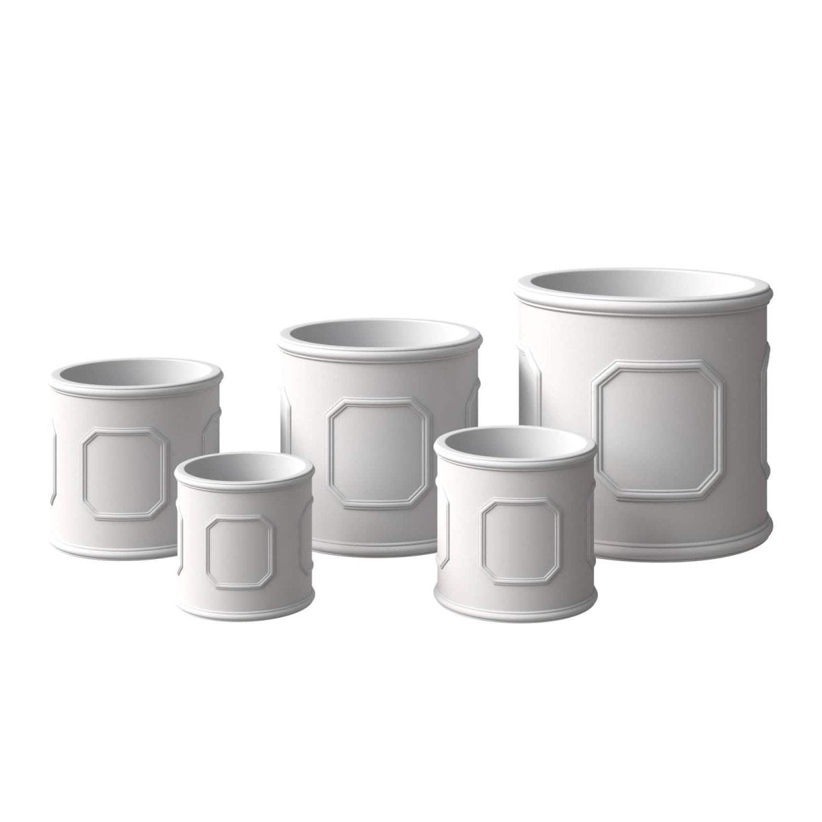 Meadow 5 - Piece Fiberstone and MGO Clay Planter Set, Mid - Century Modern Round Planter Pot for Indoor and Outdoor