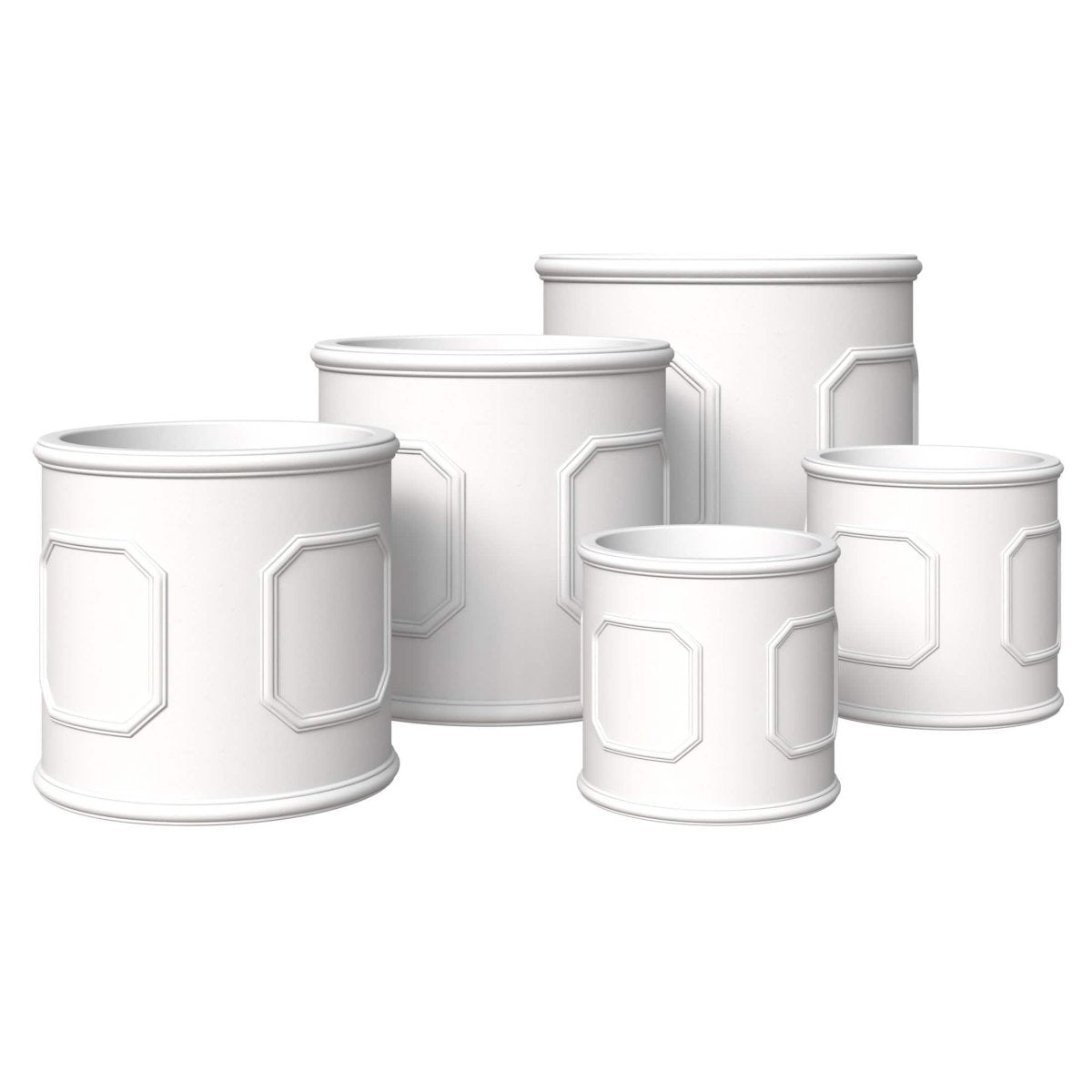 Meadow 5 - Piece Fiberstone and MGO Clay Planter Set, Mid - Century Modern Round Planter Pot for Indoor and Outdoor