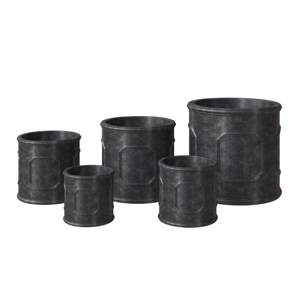 Meadow 5 - Piece Fiberstone and MGO Clay Planter Set, Mid - Century Modern Round Planter Pot for Indoor and Outdoor