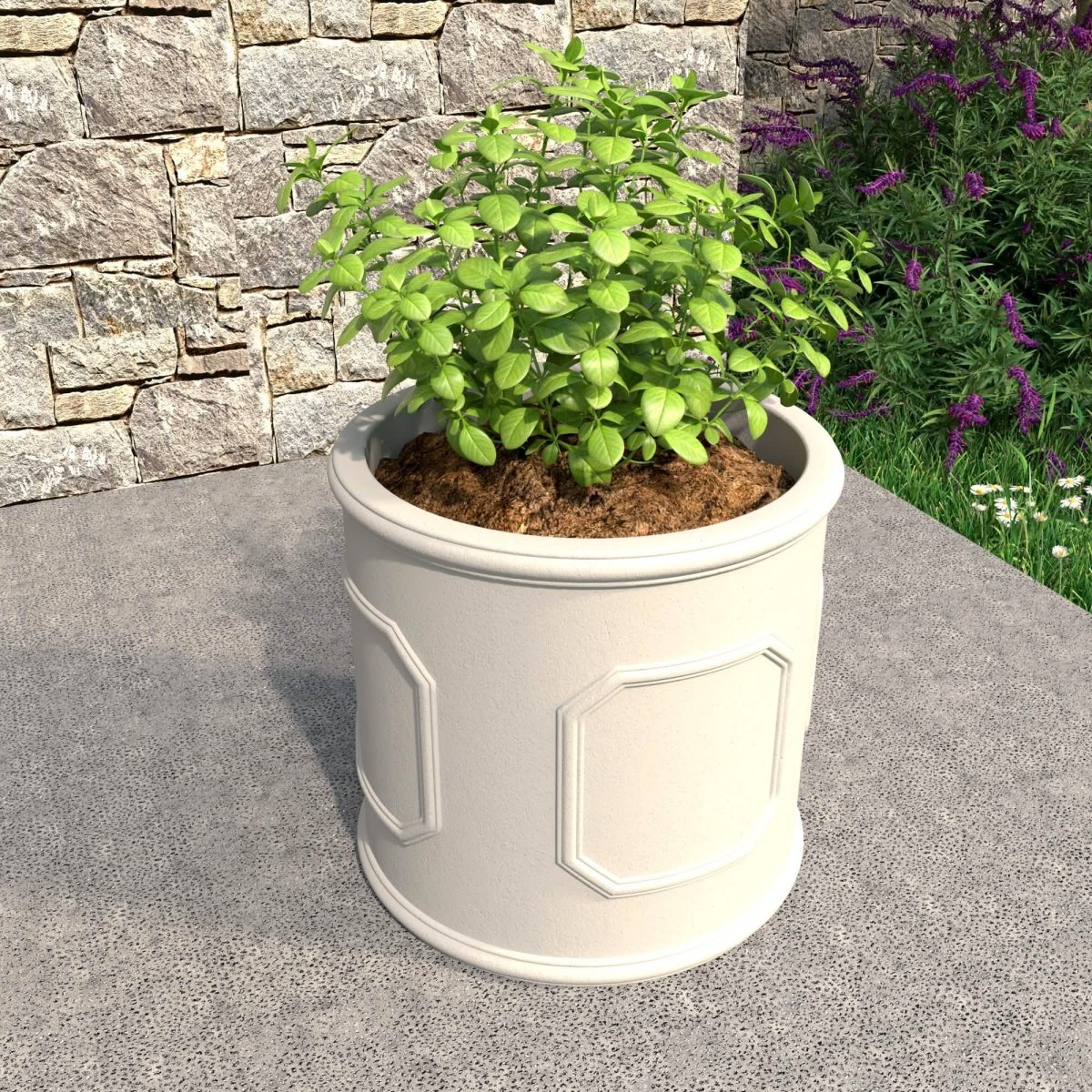 Meadow Fiberstone and MGO Clay Modern Round Planter Pot for Indoor and Outdoor