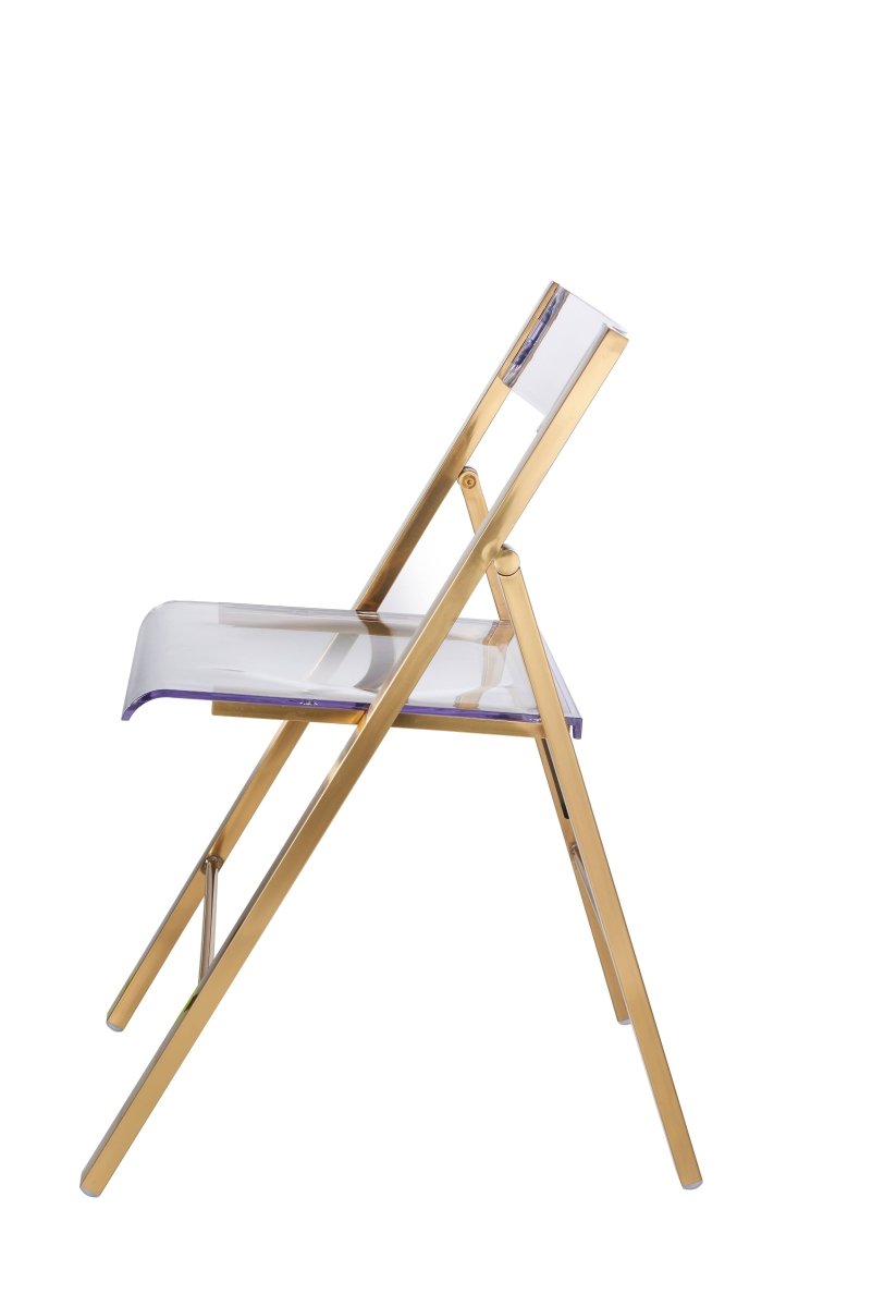 Menno Folding Dining Chair in Gold/Silver/Black Stainless Steel Frame and Base