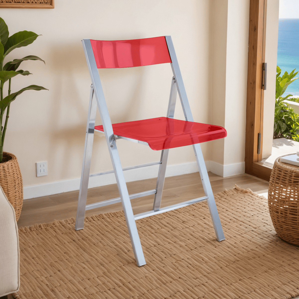 Menno Folding Dining Chair in Gold/Silver/Black Stainless Steel Frame and Base