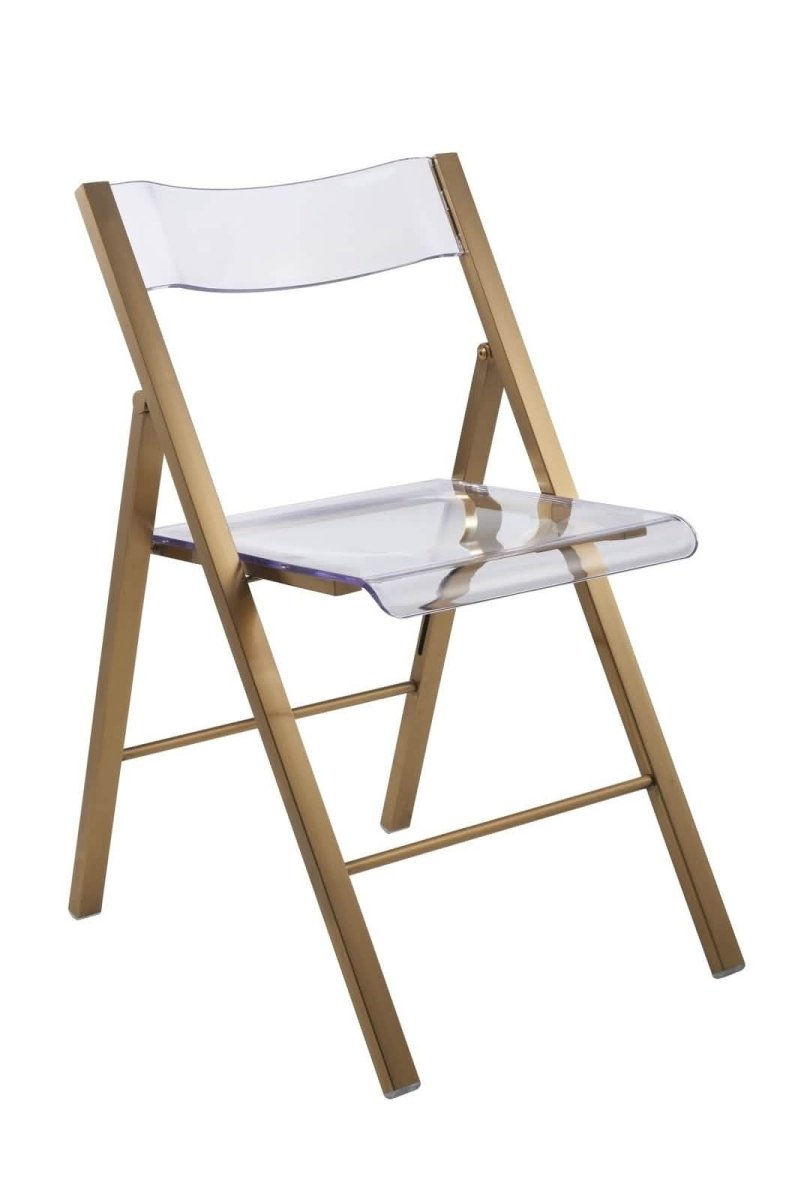 Menno Modern Acrylic Folding Chair with Stainless Steel Frame Set of 4