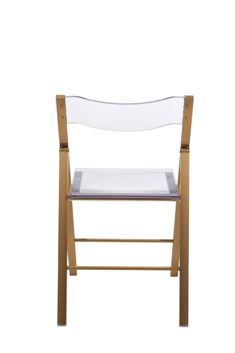 Menno Modern Acrylic Folding Chair with Stainless Steel Frame Set of 4
