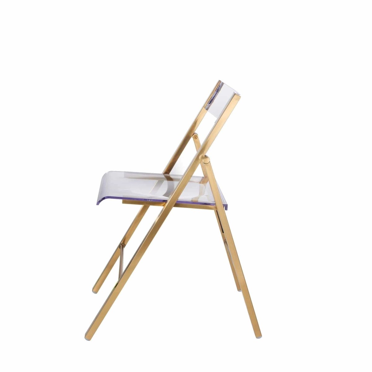 Menno Modern Acrylic Folding Chair with Stainless Steel Frame Set of 4