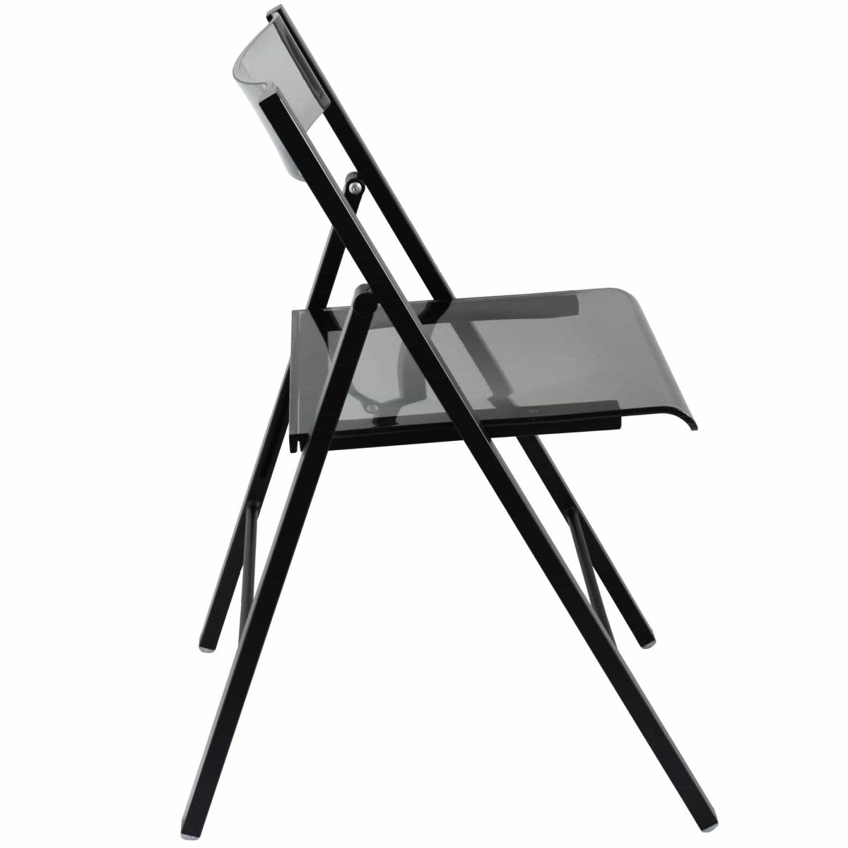Menno Modern Acrylic Folding Chair with Stainless Steel Frame Set of 4