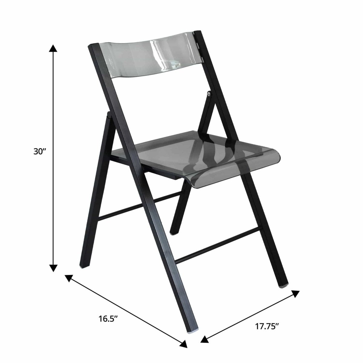 Menno Modern Acrylic Folding Chair with Stainless Steel Frame Set of 4