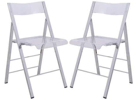 Menno Modern Acrylic Folding Chair Set of 2
