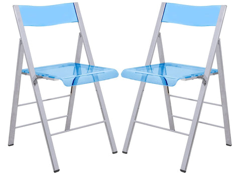 Menno Modern Acrylic Folding Chair Set of 2