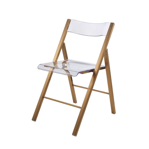 Menno Modern Acrylic Folding Chair with Stainless Steel Frame Set of 4