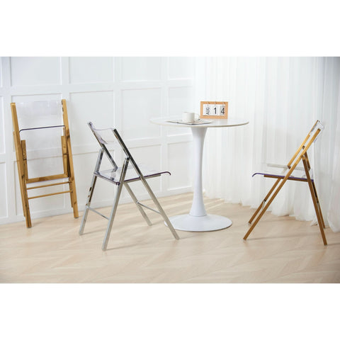 Menno Modern Acrylic Folding Chair with Stainless Steel Frame Set of 4