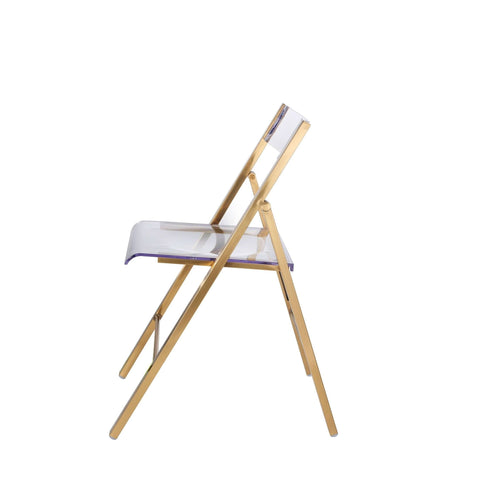 Menno Modern Acrylic Folding Chair with Stainless Steel Frame Set of 4