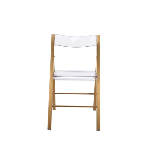 Menno Modern Acrylic Folding Chair with Stainless Steel Frame Set of 4