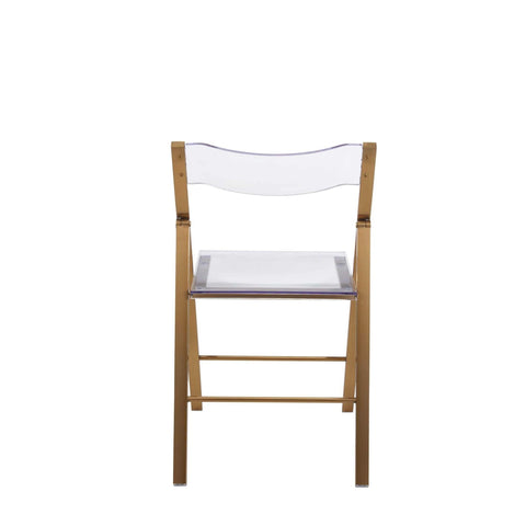 Menno Modern Acrylic Folding Chair with Stainless Steel Frame Set of 4