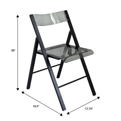 Menno Modern Acrylic Folding Chair with Stainless Steel Frame Set of 4