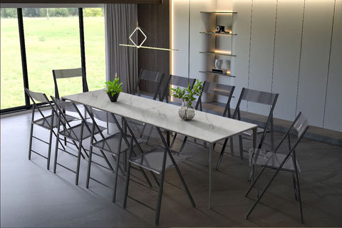 Menno Modern Acrylic Folding Chair with Stainless Steel Frame Set of 4