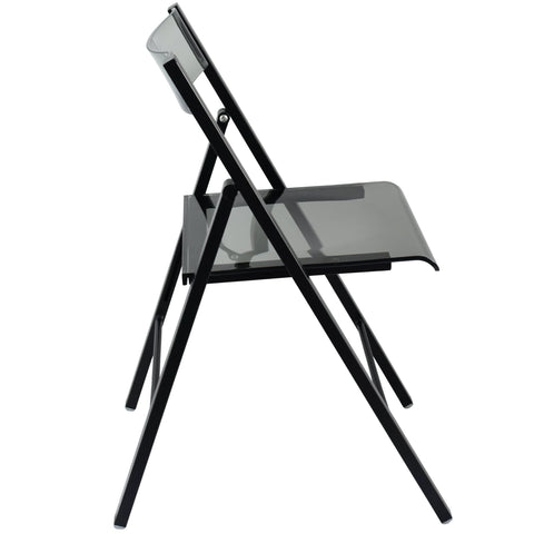 Menno Modern Acrylic Folding Chair with Stainless Steel Frame Set of 4