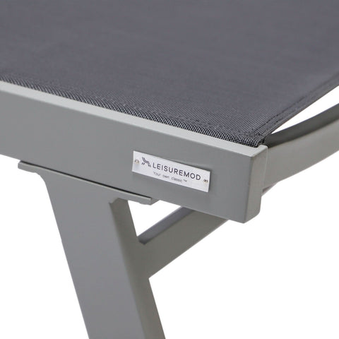 Marlin Patio Chaise Lounge Chair with Armrests in Grey Aluminum Frame, Set of 2
