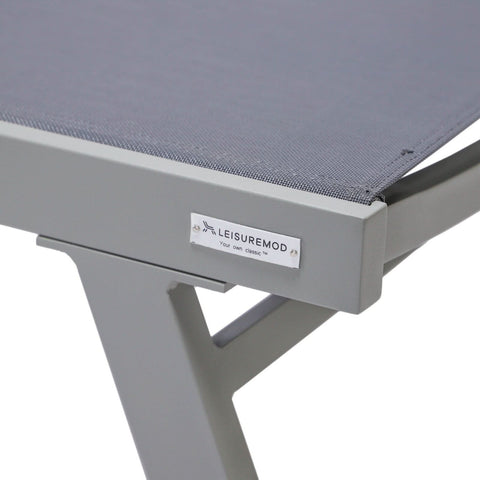 Marlin Patio Chaise Lounge Chair with Armrests in Grey Aluminum Frame, Set of 2