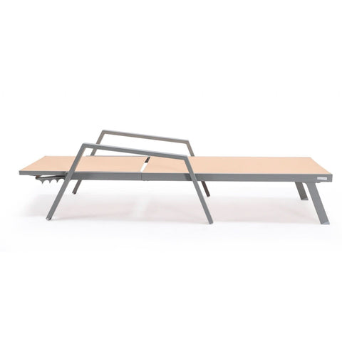 Marlin Patio Chaise Lounge Chair with Armrests in Grey Aluminum Frame, Set of 2