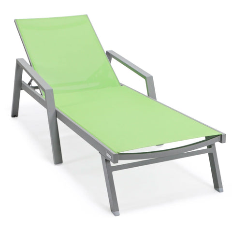 Marlin Modern White Aluminum Outdoor Chaise Lounge Chair Set of 2 With Arms And Square Fire Pit Side Table for Patio